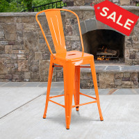 Flash Furniture CH-31320-24GB-OR-GG Metal Bar Stool in Orange